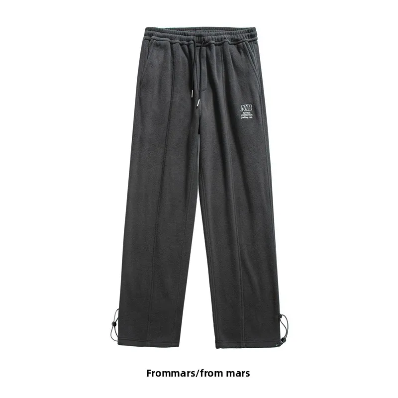 

from Pure Color Embroidered Logo Fce Long Pants Dstring Loose Casual Versatile BF Sle Youthful Energy Faion