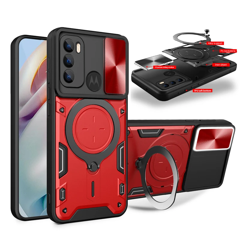 

Чехол для телефона с кольцевым держателем и защитой объектива для MOTO G04 G04S G15 G24 G45 G35 G34 G23 G22 G13 G05 4G 5G Противоударная задняя крышка
