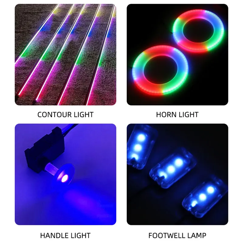 Für 22-in-1 LED-Symphonie-Lichtleisten Autozubehör RGB 64 Farben Auto Ambientebeleuchtung Acryl-Lichtleiste Glasfaser-Innenbeleuchtung – Detail 14