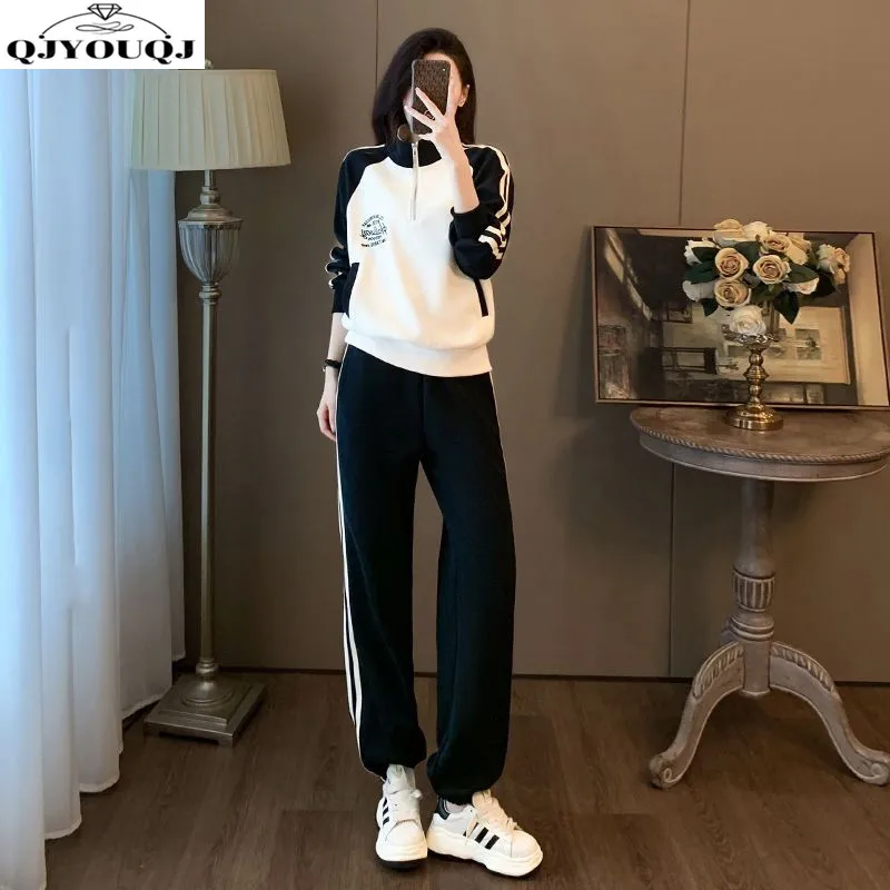 

Autumn and Winter Korean Edition New Sports and Leisure Women's Set Slim Two Piece Set