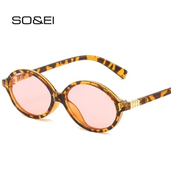 SO&EI Fashion Small Oval Sunglasses Women Shades UV400 Vintage Brand Designer Clear Ocean Lens Men Punk Trending Sun Glasses