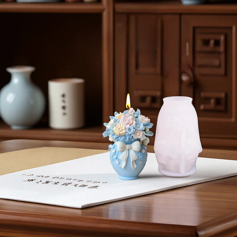 Flower Basket Candle Silicone Mold Flower Vase Aromatherapy Handmade Soap Ornament Craft Resin Mold Home Decor