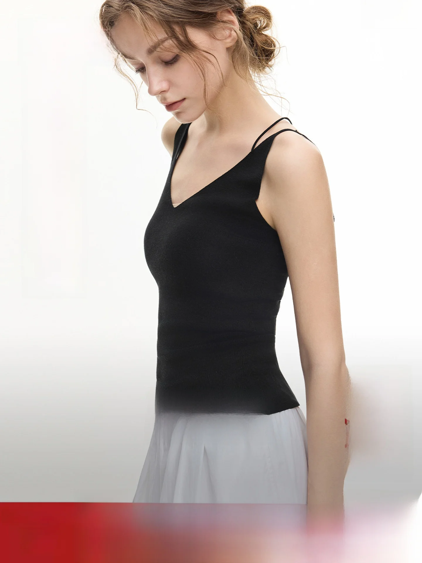 ELLE Women's Double Strap Vest Top Summer 2026 New Cool Sensation Outerwear Design Unique Base Layer Shirt V-Neck Breathable