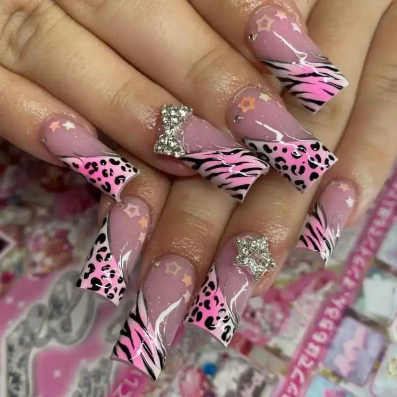 Sanrios Kuromi Kitty My Melody Anime Y2k Europe and America Handmade Press on Nails Long Tips Nails Design Manicure Girls Gift