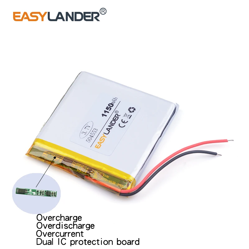 3 ชิ้น/ล็อต 504553   1150mAh 3.7V แบตเตอรี่ลิเธียม Li-Ion Li Polymer แบบชาร์จไฟได้สําหรับ MP3 4 5 นําทาง