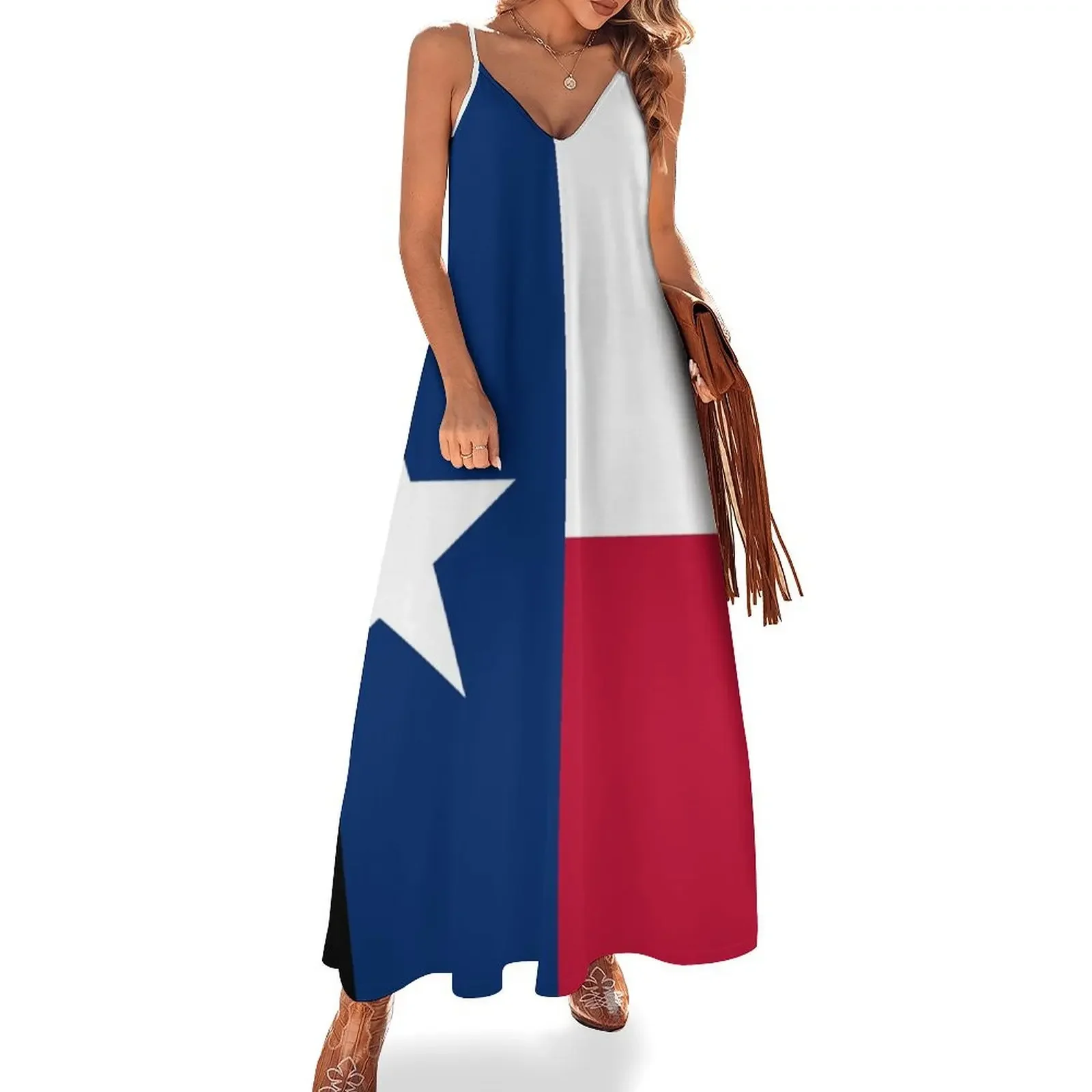 Texas: Texan Flag Sleeveless Dress loose summer dress Women long dress women's summer clothing 2024 Party dresses for women