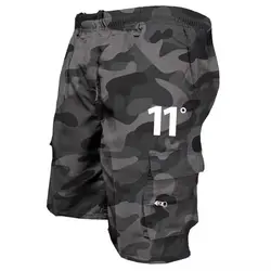 Outdoor Cargo Shorts Male Overalls Elastic Waist Cycling Shorts Multi-pockets Loose Work Shorts Beach Sport Printed Trousers