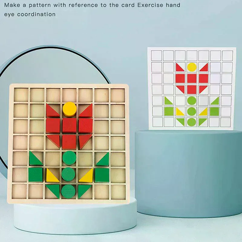 나무로 만든 창의적인 블록 퍼즐 어린이 몬테소리 색상 모양 맞추기 조기 교육 교구 어린이 지능 게임