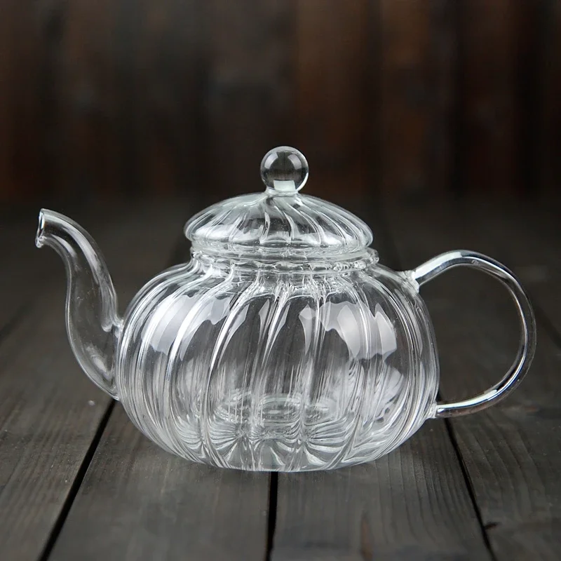 pumpkin shape flower teapot Glass Teapot with Infuser Tea Leaf Herbal Heat Resistant  Pot Flower TeaCup WF1015