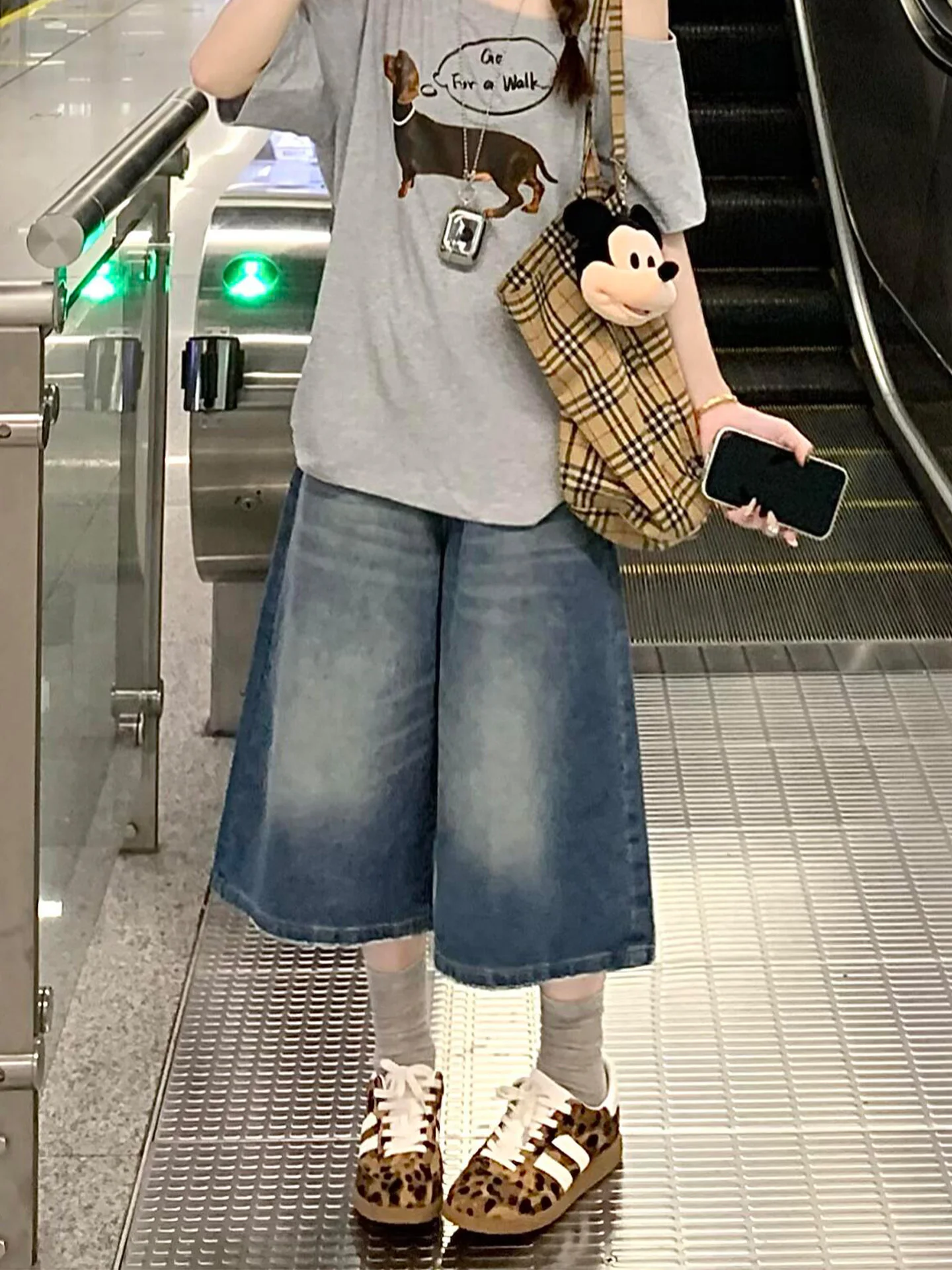 

High Waist Loose Fit Straight Leg Jeans Women's American Retro Seven-Five-Length Denim orts Summer New Sle plus Size