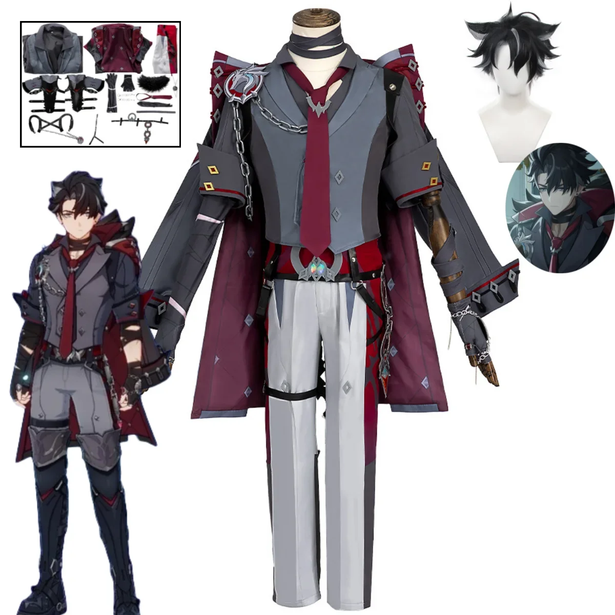 

Game Genshin Impact Wriothesley Cosplay Costume Dress Up Ball Halloween Carnival Party Uniform Anime Full Set of Costume