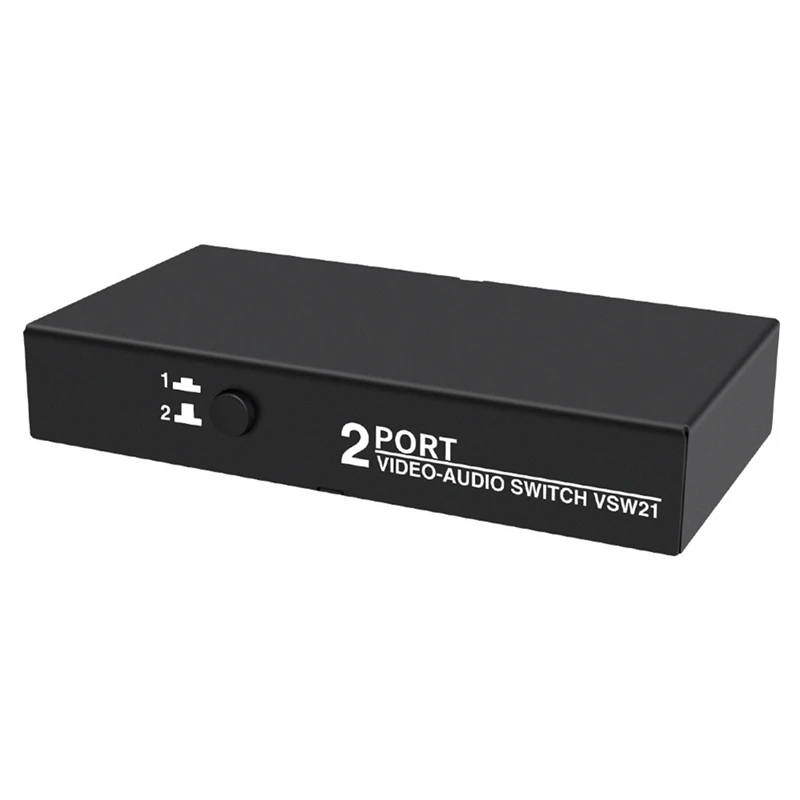 1 szt. 2 w 1 Out AV przełącznik wybierałkowy Box 2 Port 3RCA AV Audio wideo przełącznik Splitter Black Metal dla odtwarzacza DVD TV, pudełko STB HDTV