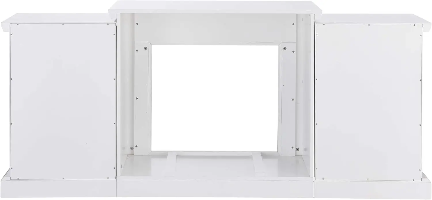 Faux Stone Electric Fireplace with Bookcases, New White  tv table