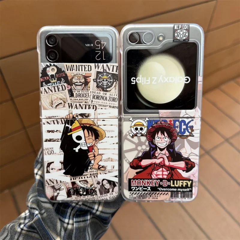 

Cute Cartoon skull O-One P-Piece Luffy Folding flip Phone Case For Samsung Z Flip 3 4 5 6 7 zflip7 3D Anime O-One P-Piece Cover