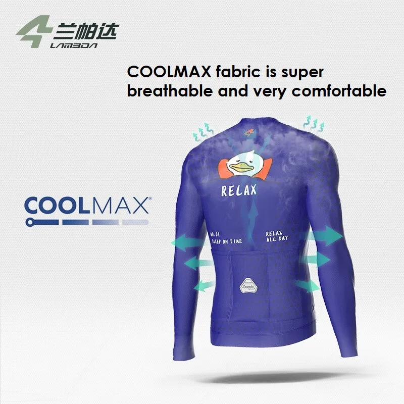 Lambda Men Bike Clothing Spring Autumn Long Sleeve Breathable Cycling Clothes Tight Pro Cycling Fit Cycling Jersey