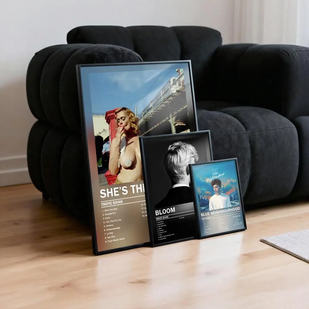 Poster Peelable Self-Adhesive Album Cover Poster Stickers, Frameless Wall Art for Singer Band Pop Rap Bedroom Troye Sivan