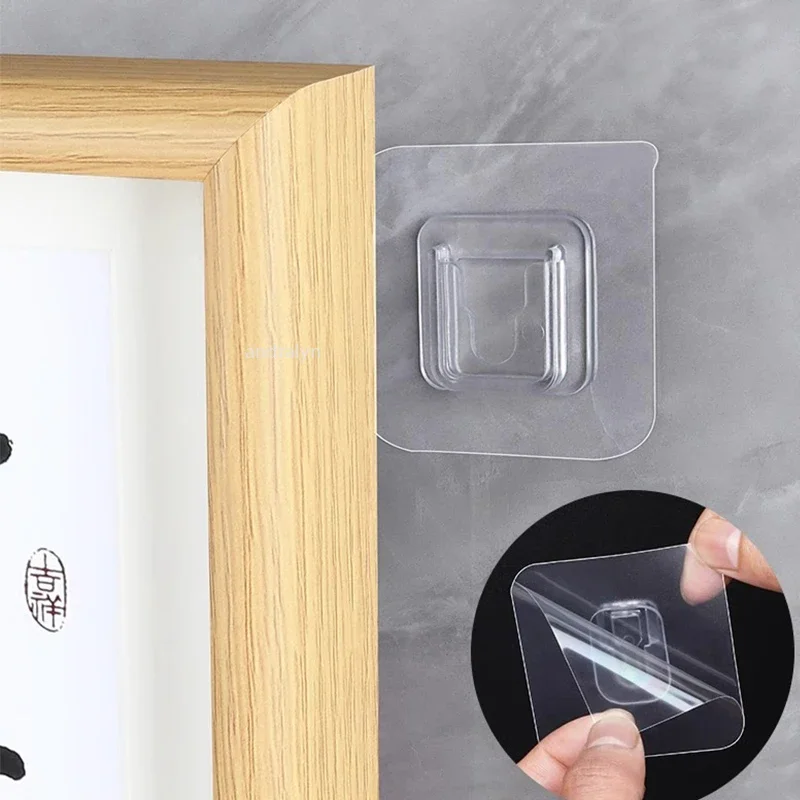 Double Sided Adhesive Wall Hooks Hanger Strong Invisible Traceless Snap Hook  Kitchen Bathroom Storage Hooks Plug Socket Holders