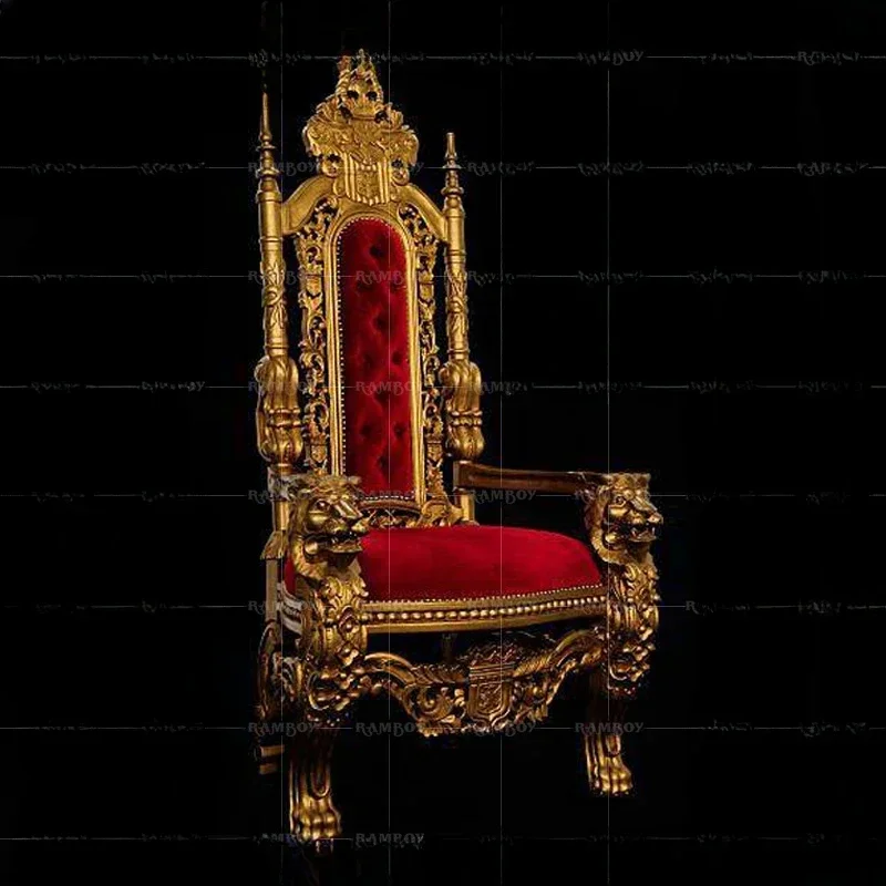European style leisure chairs, solid wood carved luxury sofas, high-end villa reception seats