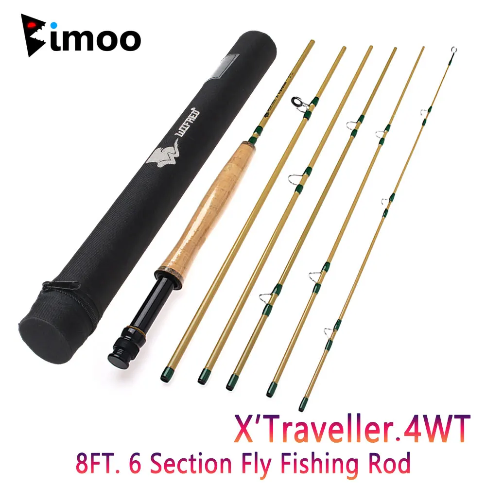 

Bimoo 1pc 4WT 8FT Fly Fishing Rod Portable 6 section Carbon Fiber Fast Action Fly Rod With Tube Trout Bass Fishing Pole Tackle