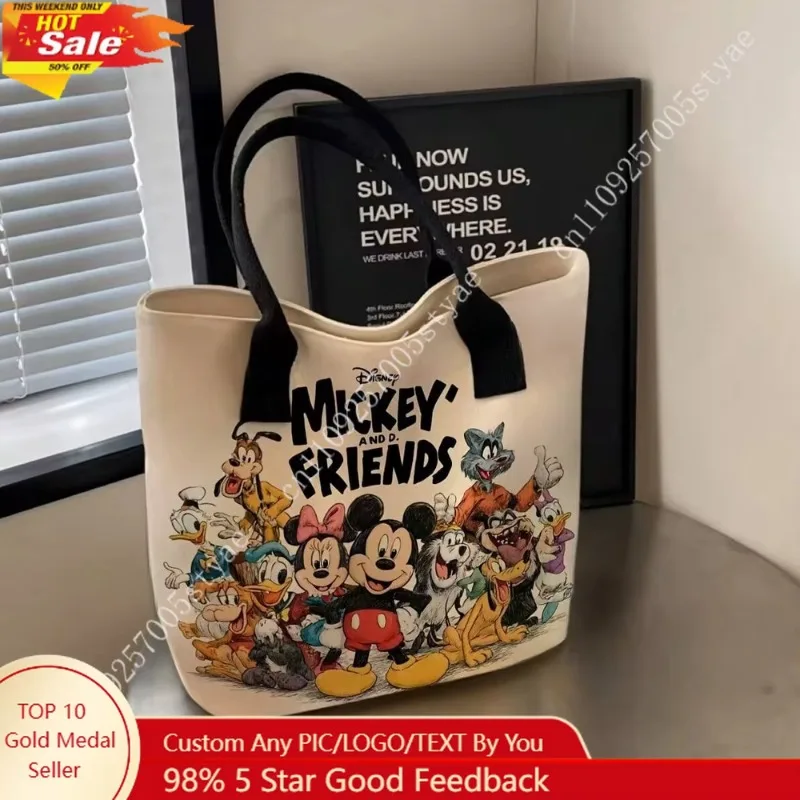 

Disney Mickey Mouse Minnie Versatile Large Capacity Canvas Shoulder Bag Women's Casual Versatile Tote Bag Student Class Handbag
