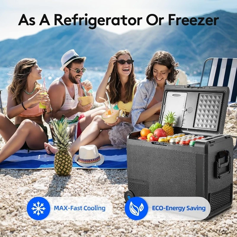 Geladeira para carro de 12 volts, 61 quartos (58L) Controle por aplicativo WIFI, freezer portátil -4 ℉ -68 ℉ , Refrigerador elétrico RV 12/24V DC