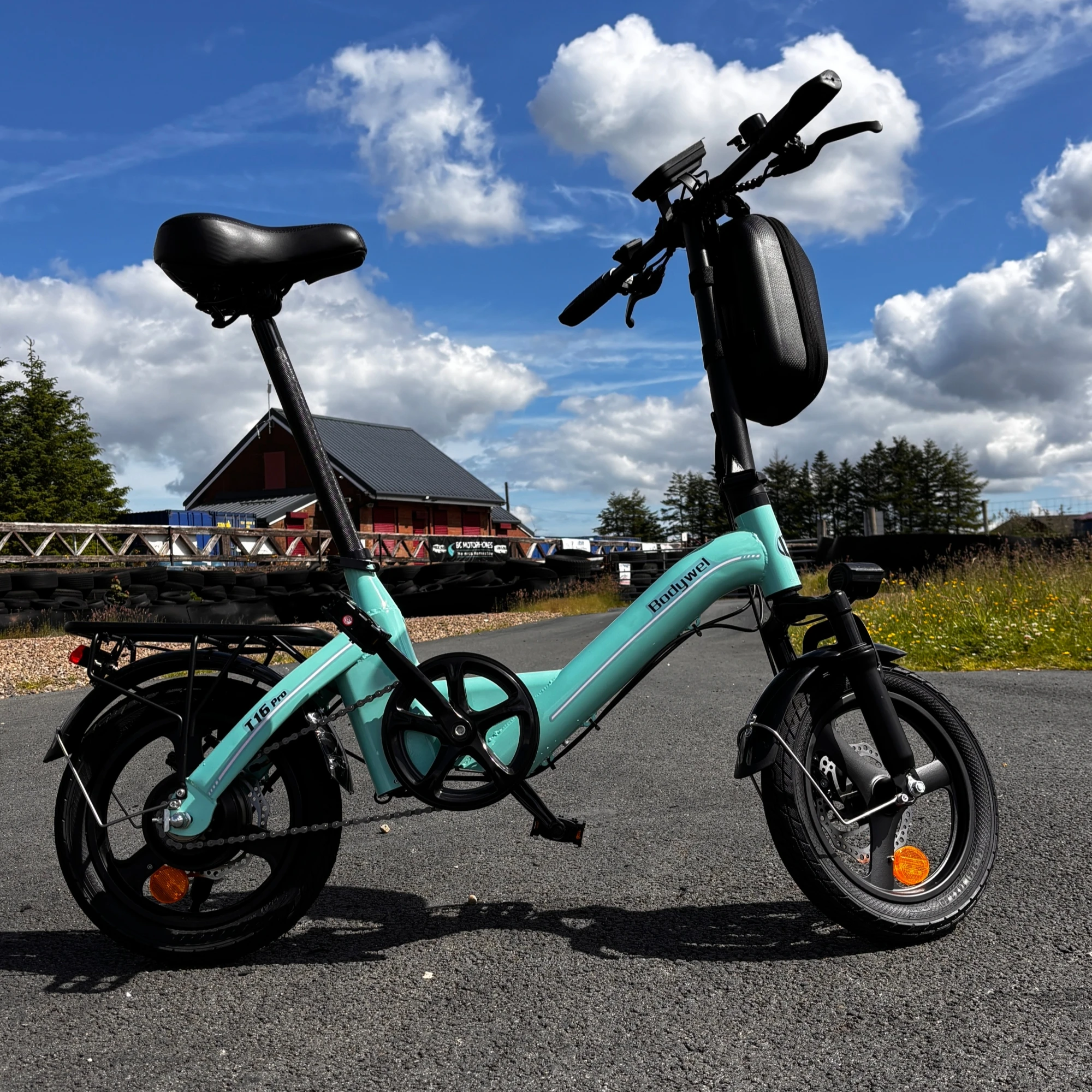 Bicicletta elettrica pieghevole per adulti e adolescenti, mini e-bike da 14 pollici, display LED da 4,5 pollici, batteria da 36 V/10 Ah, doppi freni a disco, ideale come regalo, modello Bodywel