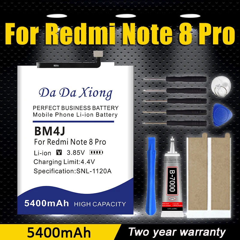 5400mAh BM4J Battery For Xiaomi Redmi Note 8 Pro Note8 Pro Genuine Replacement Phone Battery +Gift Tools +Stickers