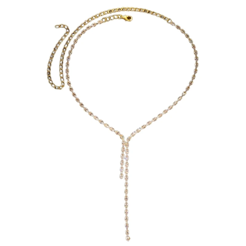 Elegant Design Adjustable Zircon Fringe Necklace For Various Event And Occasions E0BF