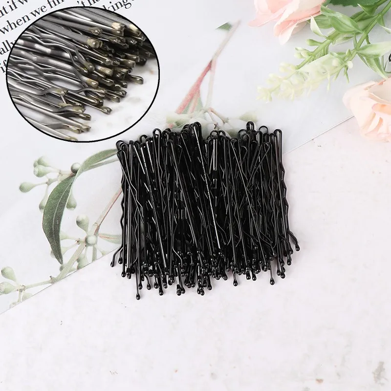 

100Pcs/Pack Wedding Hair Clips Barrette Hairpins Black Side Wire Folder Hair Styling Tools Accessories