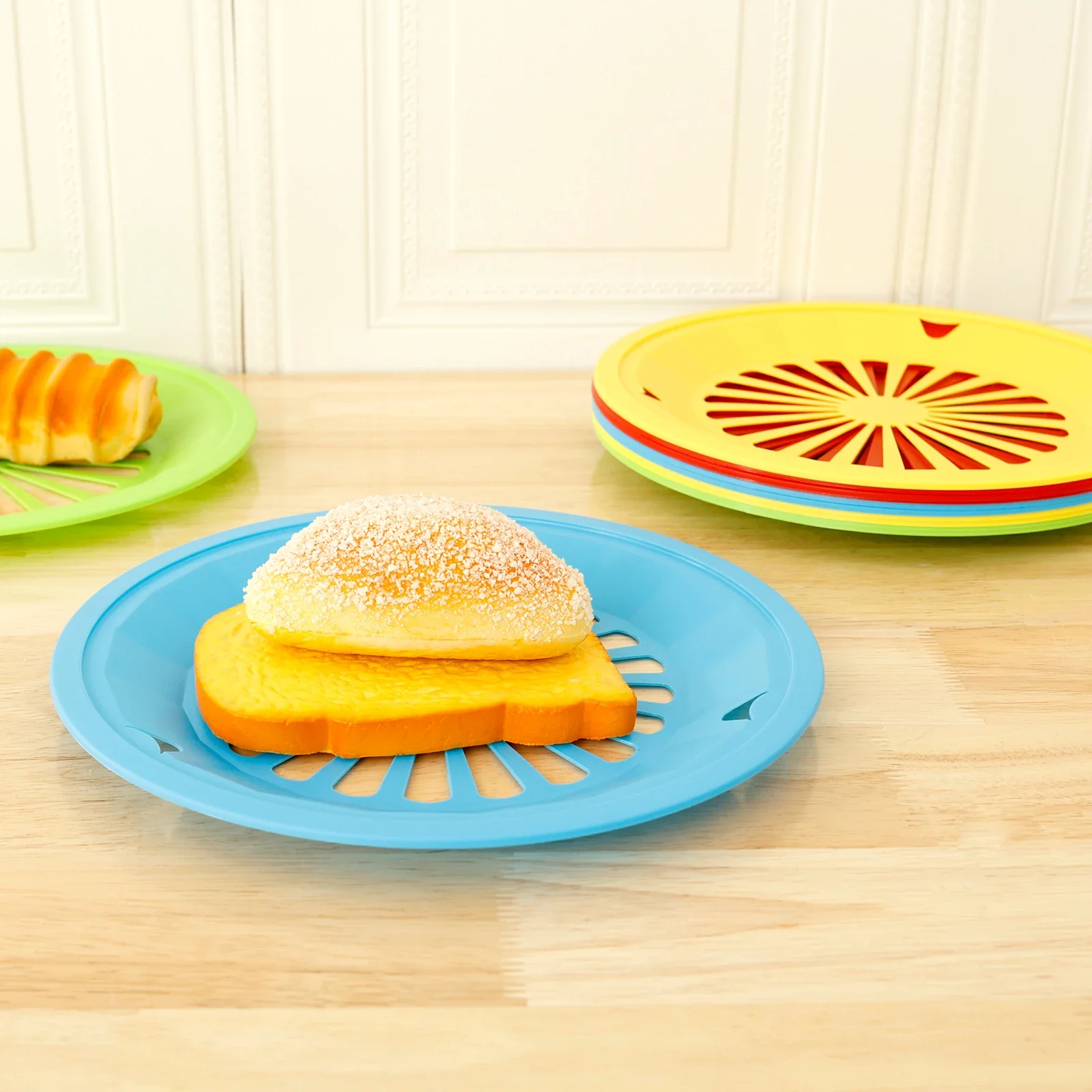 12 Pcs Paper Plate Holders 10 Inch Reusable Plastic Round Paper Plate Dispenser with Snap in Grooves 4 Bright Colors for Party