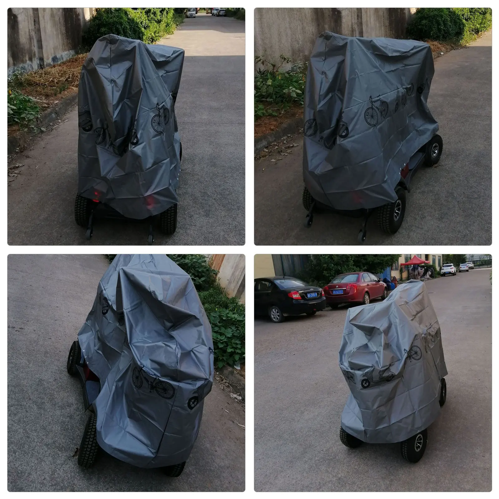 

1pc Motorcycle Cover Universal Waterproof Outdoor Scooter Protector For Electric Car Bike Dust Rain Uv Protection Grey