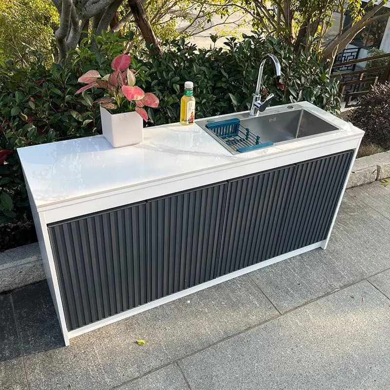 Outdoor Cabinet Courtyard Island Platform Full Alloy Rock Slate Sink Integrated Cabinet Outdoor Washing Table Villa Garden Opera