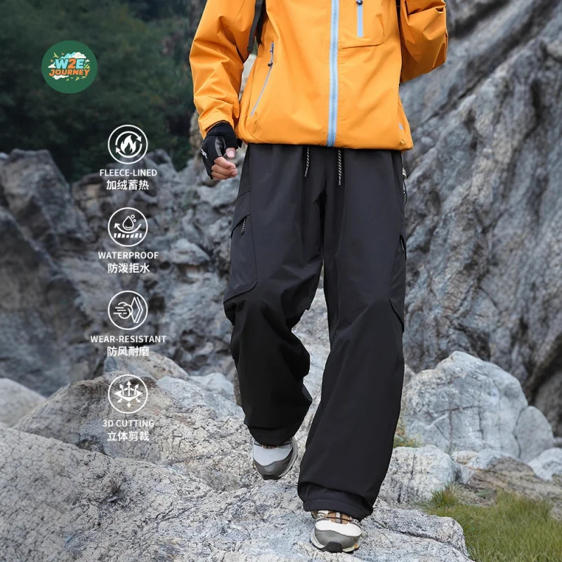 W2EJOURNEY EU US Size Luxury Quality Outdoor Casual Jogger Pants Hiking Hunting Multi-Pocket Fleece Lining Pickball Cargo Pants