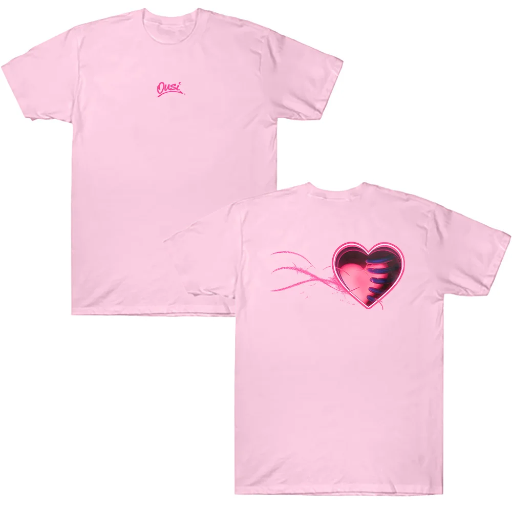 Omar Courtz Pink Heart Motion Tee High Quality Cotton Oversize Streetwear Round Neck Short Sleeve Clothes Unisex Casual T-shirts