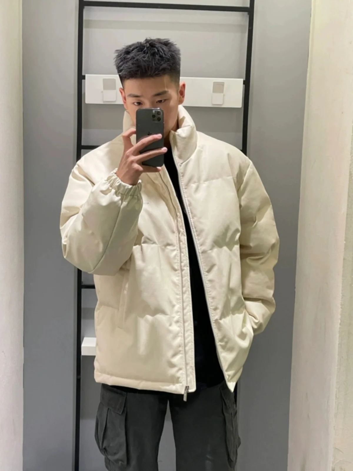 

Thickened PU Leather Cotton Jacket for Men Winter New Style American Trendy Brand Stand Collar High-End Warmth Outerwear
