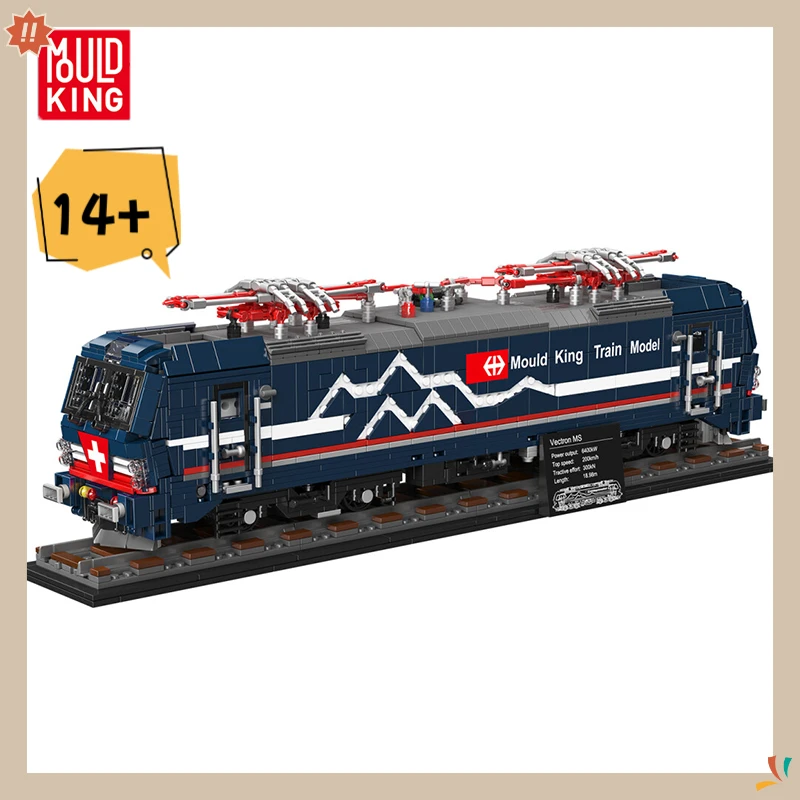 Moldeking nova locomotiva elétrica blocos de construção brinquedo pista trem modelo puzzle montagem tijolos criança brinquedos educativos presentes do carro