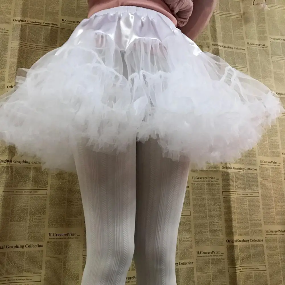 

Women Girls Ruffled Short Petticoat Solid Fluffy Skirt Puffy Half Slip Prom Crinoline Underskirt No Hoop