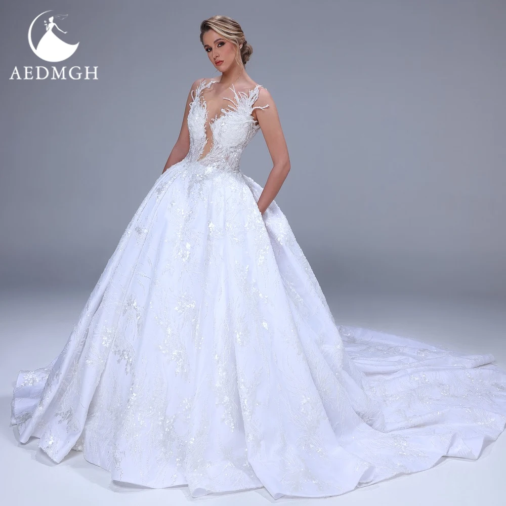 Aedmgh Ball Gown Exquisite Wedding Dresses 2024 Sweetheart Sleeveless Vestido De Novia Lace Embroidery Glitter Robe De Mariee