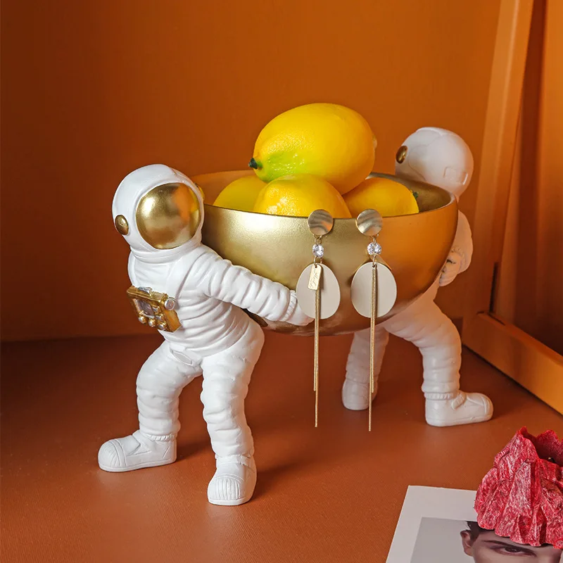 

Nordic Astronaut Resin Statue Storage Ornaments Fruit Bowl Adornment Snacks Nut Plate Key Storage Desktop Decor Home Decoration
