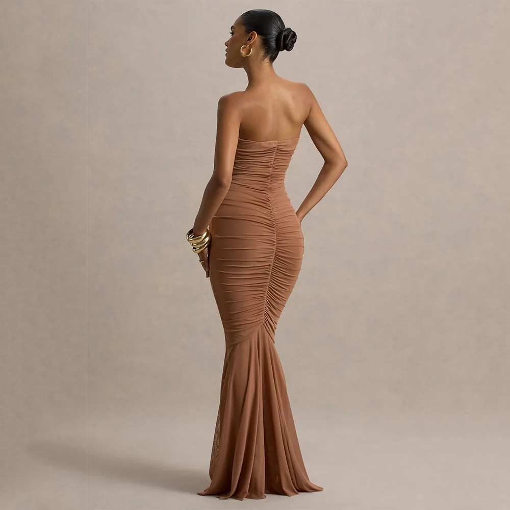 فستان مثير للحفلات من الجيرسيه بطول الأرض على شكل قلب بدون أكمام للحفلات الراقصة حورية البحر فيستدوس دي فييستا مخصص #3