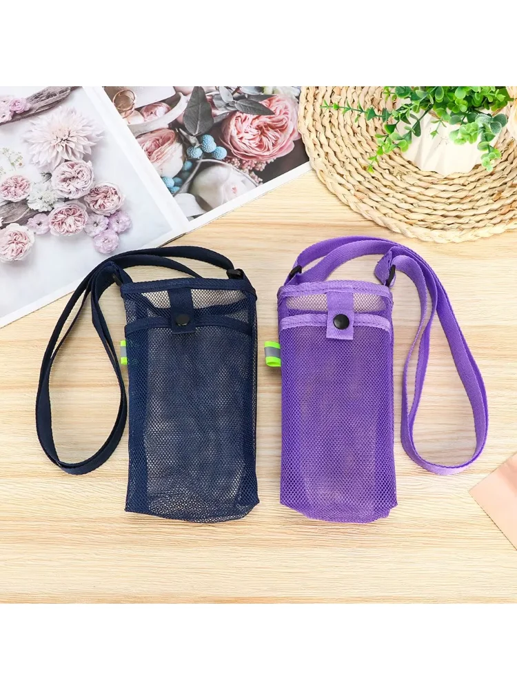 Camping Accessories Visible Bag Portable Mesh Cup Pouch Sport Water Bottle Cover Mobile Phone Bag Cup Sleeve