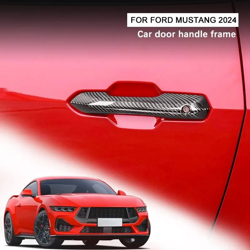 

TIYPEOR Dry Real Carbon Fiber Car Door Handle Frame for Ford Mustang S650 GT 2024 Car Exterior Accessories