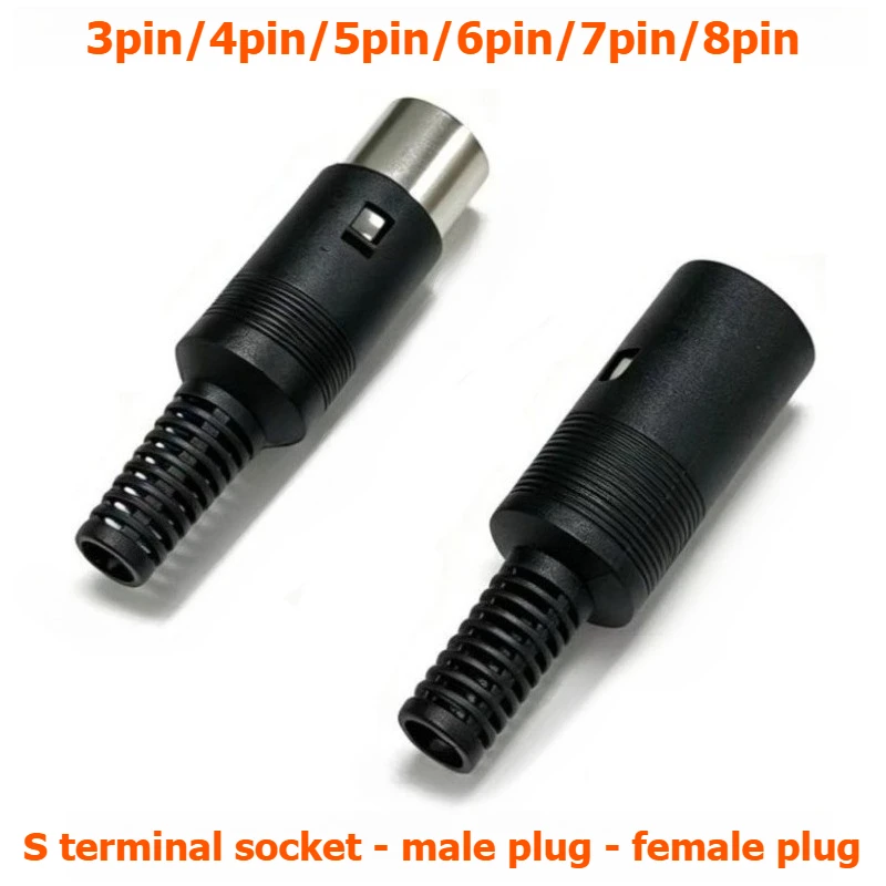 3-8 pin male-female connector plugs, large S terminal plugs, DIN keyboard and mouse plugs, male-female connector sockets