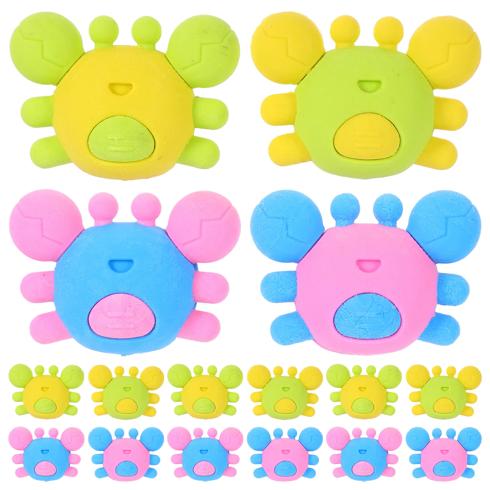 

20pcs Cartoon Crab Erasers Mini Pencil Erasers Bright Supplies Student Gift Creative Shaped