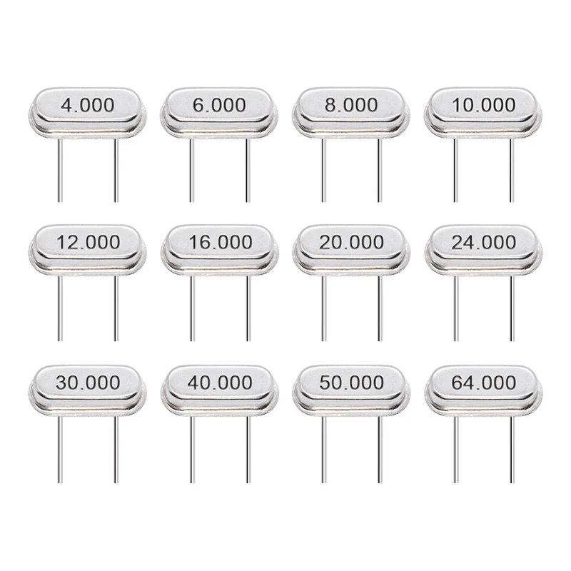 (10PCS) HC-49S 4M 6/8/10/12/16/20/24/25/26/30/32/40/48/50/64MHZ Direct Plug Passive Quartz Crystal Resonator DIP-2 20PF 10PPM