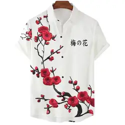 Fashion Men's Shirt Streetwear Japanese Short Sleeve Male Clothes Hawaiian Lapel Button Shirt For Men Casual Daily Blouse Tshirt