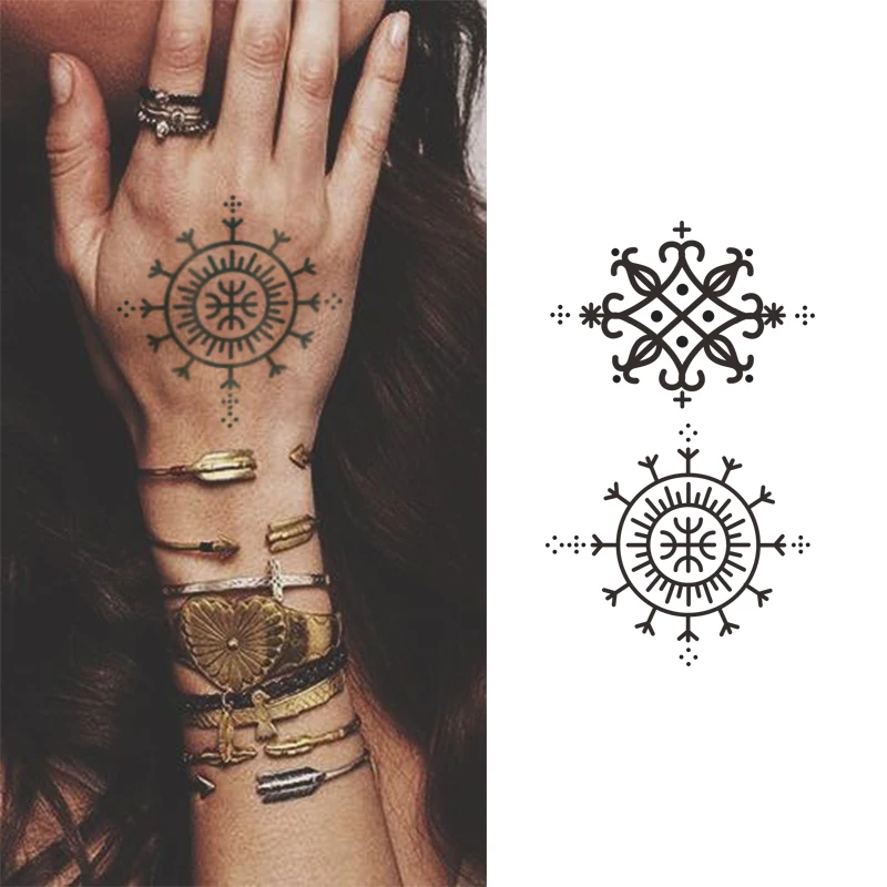 Mysterious Totem Herbal Tattoo Stickers for Hands and Neck, Multi-Use Temporary Tattoos, Simple Ramadan Lucky Blessing Daily Use Travel Eid Al-Adha Henna Tattoo Designs, Fashionable Women's Tattoo Stickers, Long-Lasting Waterproof for 15 Days view 3