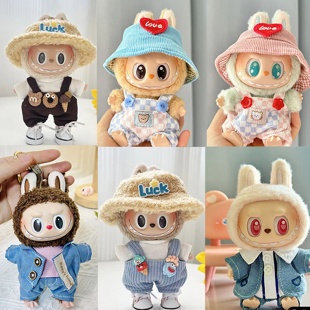 Cool Plush ตุ๊กตาเสื้อผ้าชุดอุปกรณ์เสริมสําหรับเกาหลี Kpop Exo Labubu Idol ตุ๊กตา Overalls ชุดเสื้อผ้า 17 ซม.ตุ๊กตาอุปกรณ์เสริม