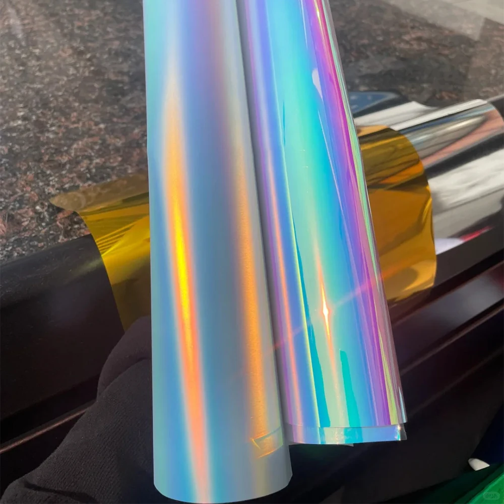 1.35*18m Matte Rainbow Chrome White Vinyl Wrap Film Holographic Film Vinyl Motorcycle Automobile Car Styling Sticker Accessories