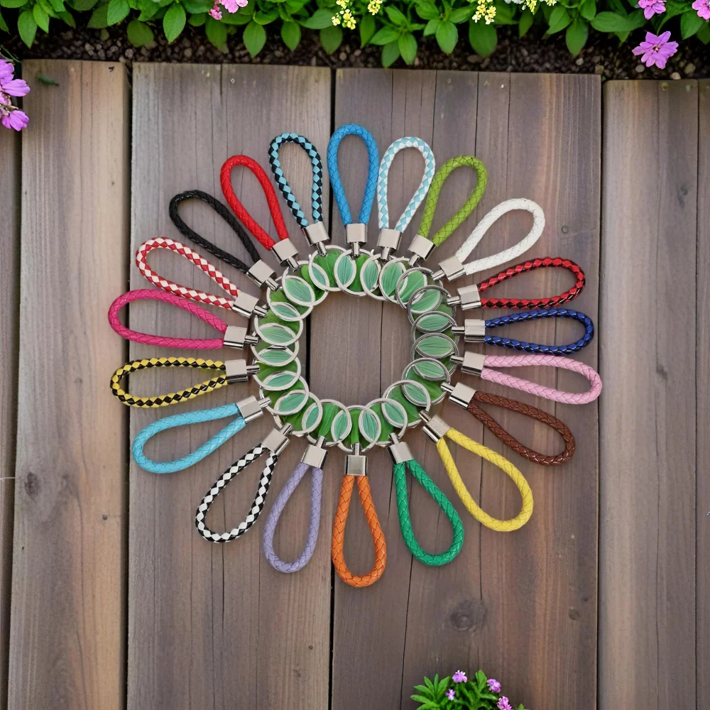 

Originality PU Leather Metal Organization Rope Keychain Personality Custom Name Text Keyring Car Moto Key Ring Chain Gift